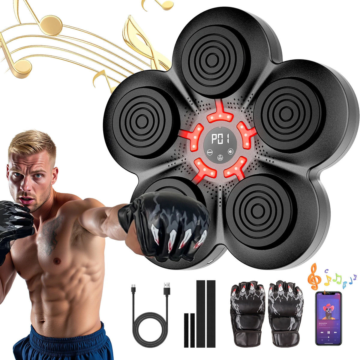 GKHMNEW Smart Music Boxing Machine With Gloves For Home Fitness