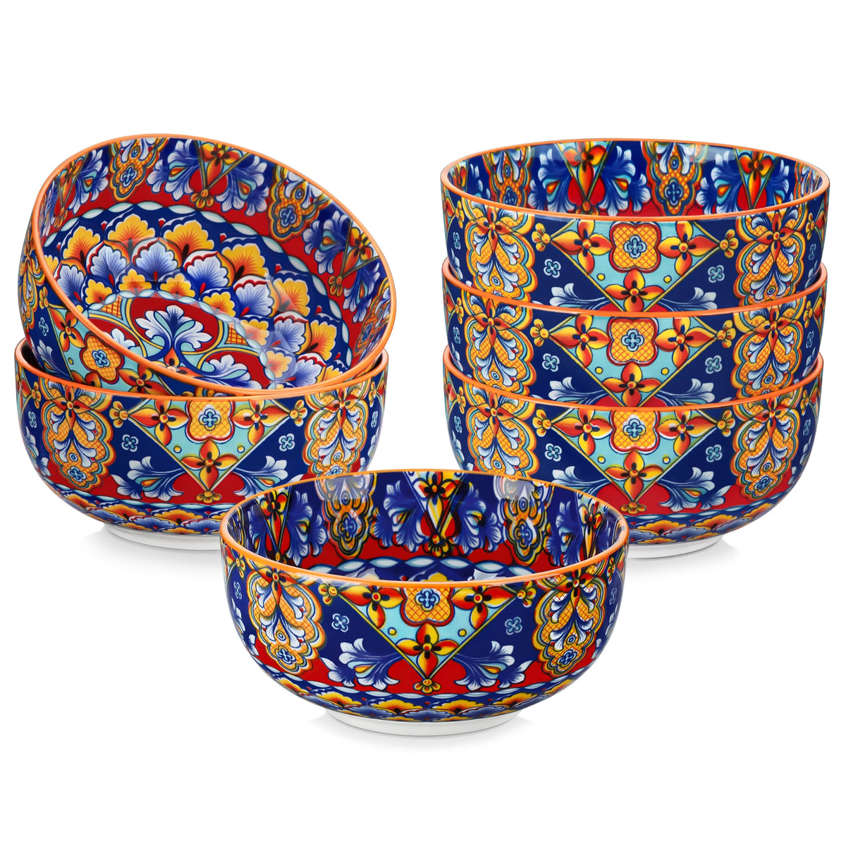 vancasso 6/12 Piece Cereal Bowls Set 28 Oz Ceramic Soup Bowls Bohemian style for Salad/Pasta/Rice/Oatmeal/Fruit/Cereal for 6