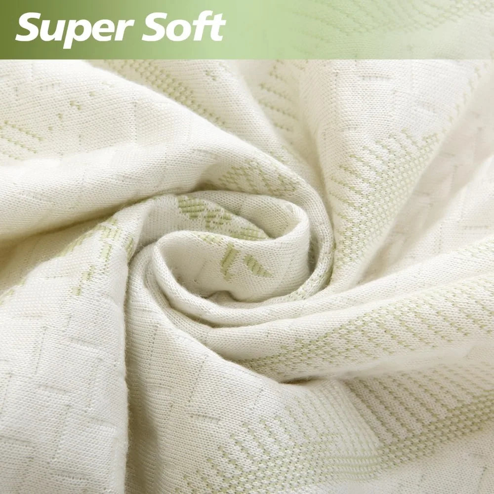 Rayon Bamboo Queen Size Mattress Protector, Waterproof Queen Mattress Pad | 16" Deep Pocket Noiseless Cooling Breathable Textured Design for Guest Bed