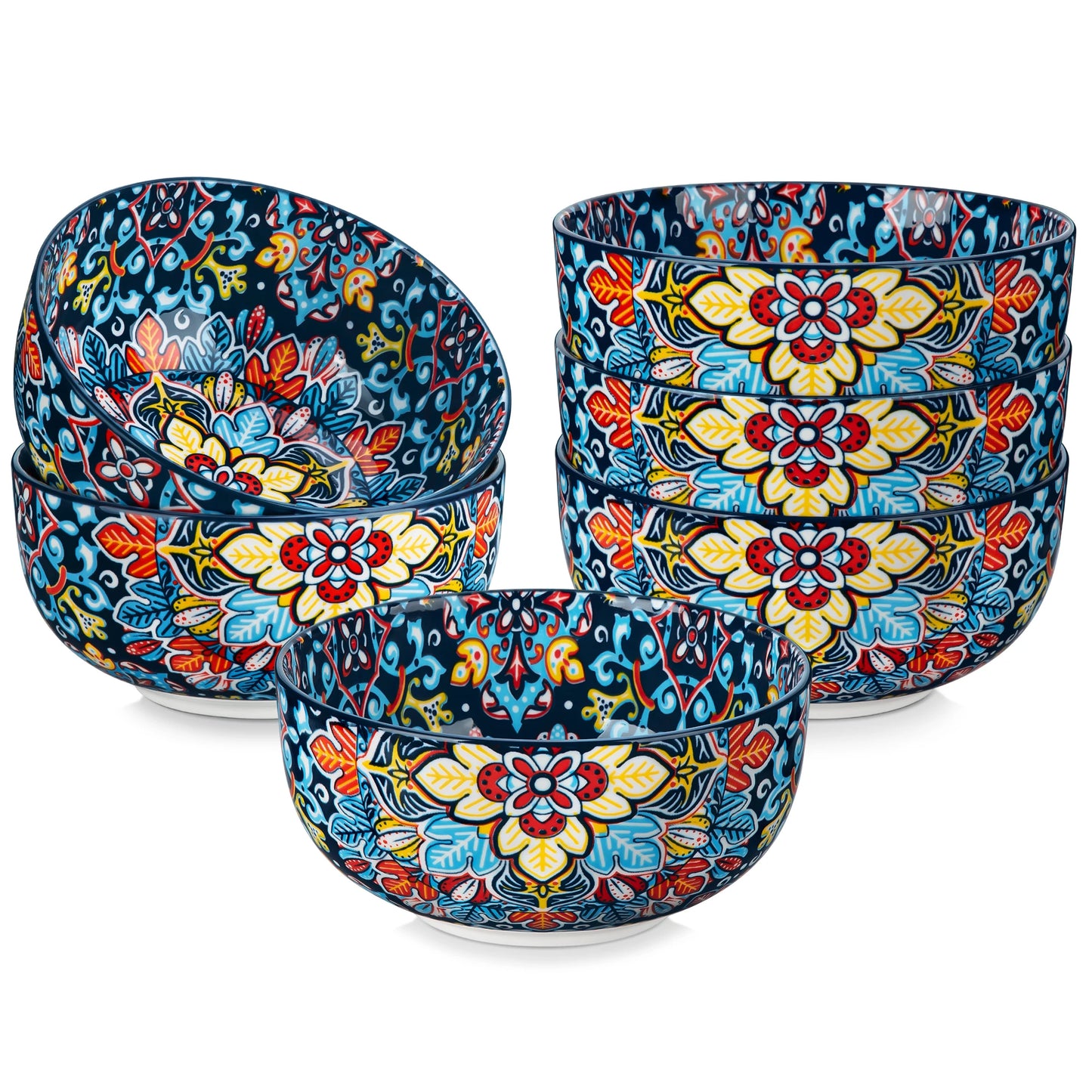 vancasso 6/12 Piece Cereal Bowls Set 28 Oz Ceramic Soup Bowls Bohemian style for Salad/Pasta/Rice/Oatmeal/Fruit/Cereal for 6