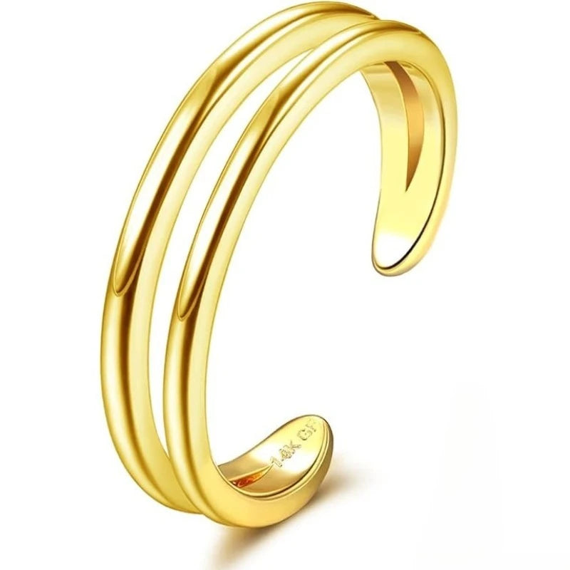 Adjustable 14K Gold Plated Toe Ring Set Featuring Cubic Zirconia