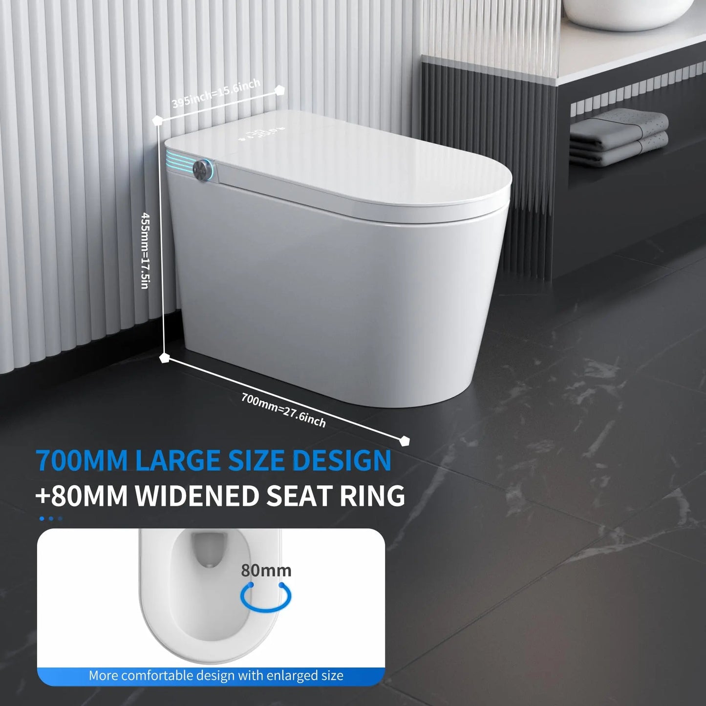 Smart Toilet With Built In Bidet Heated Seat And VoiceControl