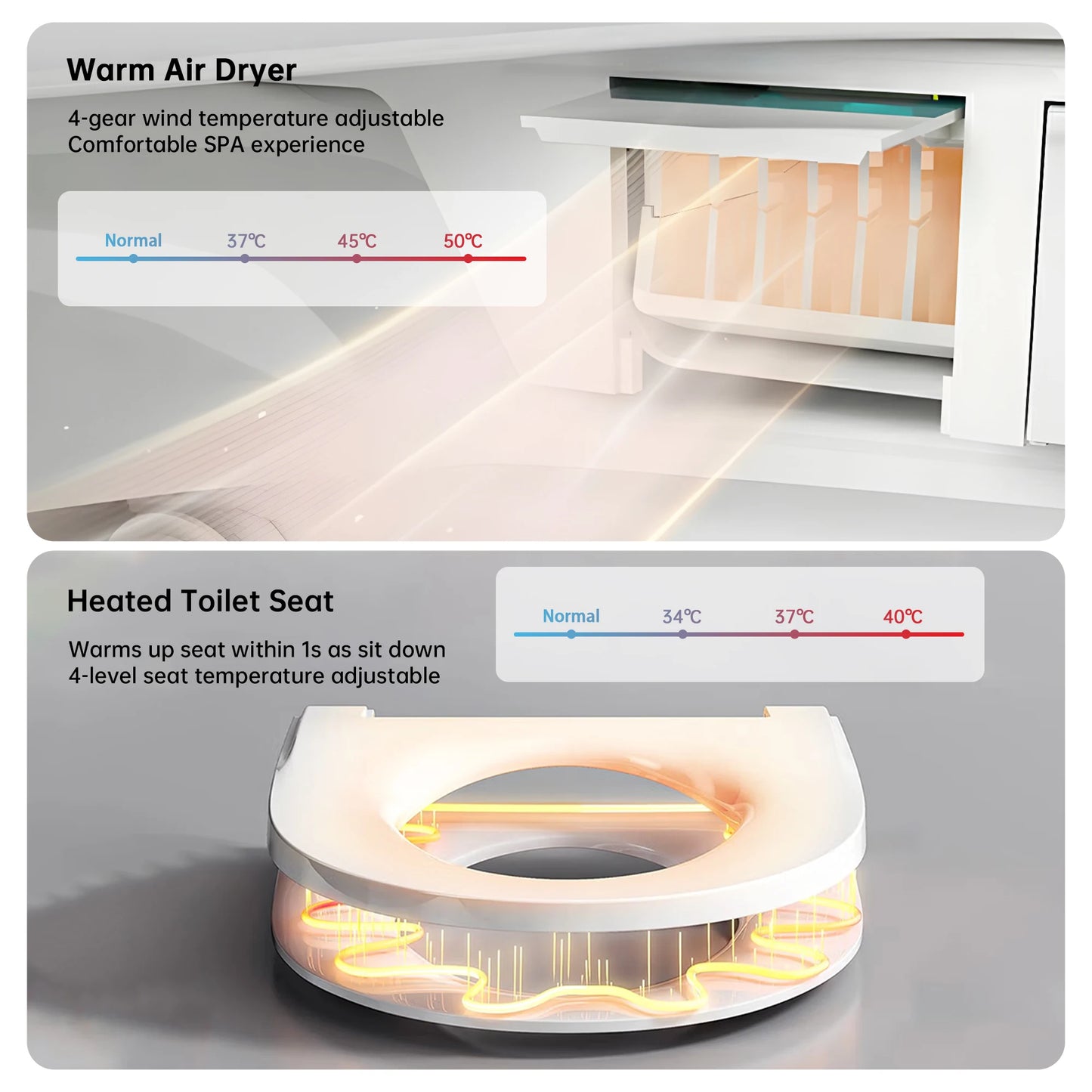 Smart Toilet With Built In Bidet Heated Seat And VoiceControl