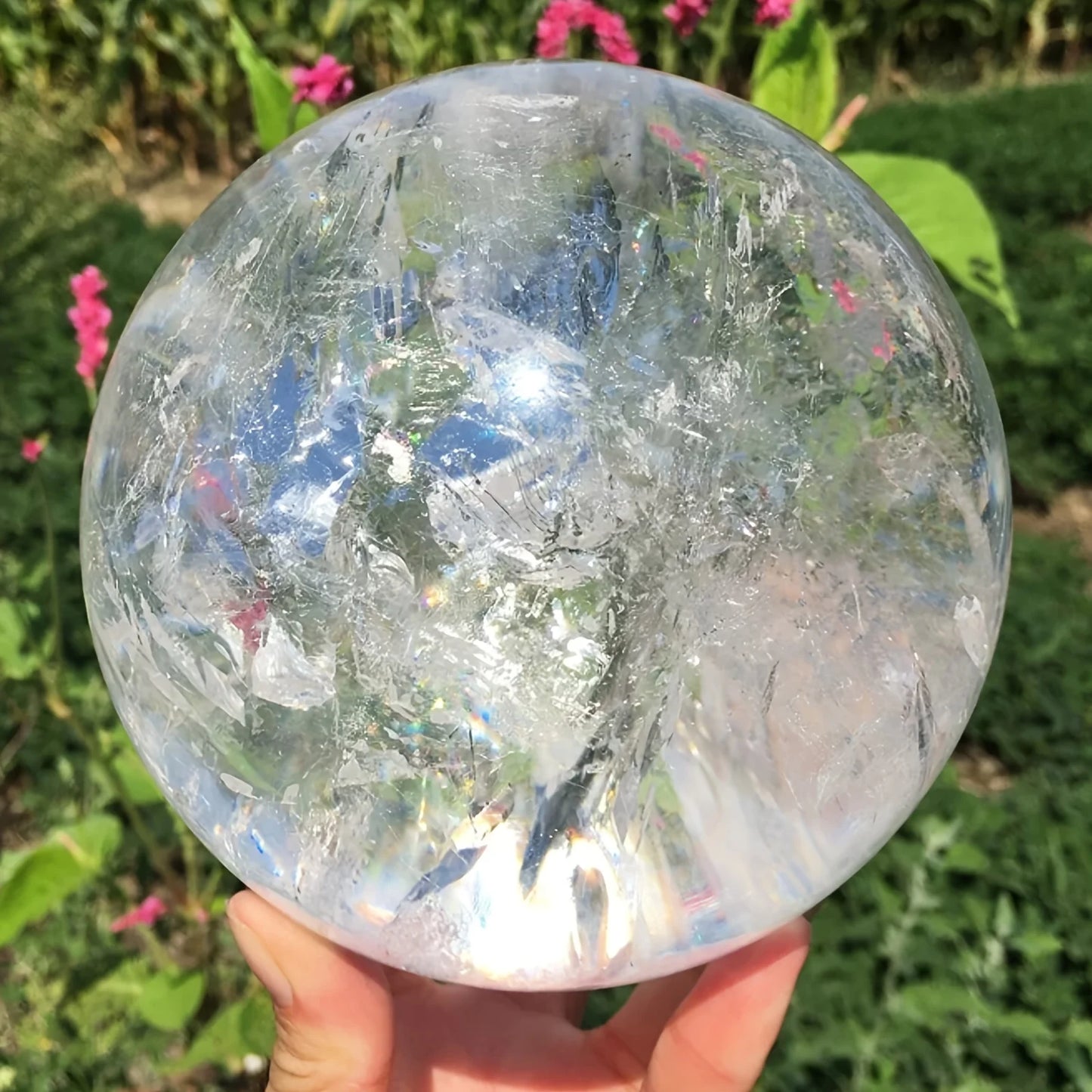 CrystalHola Clear Quartz Sphere Polished Ball for Home Decor Gift