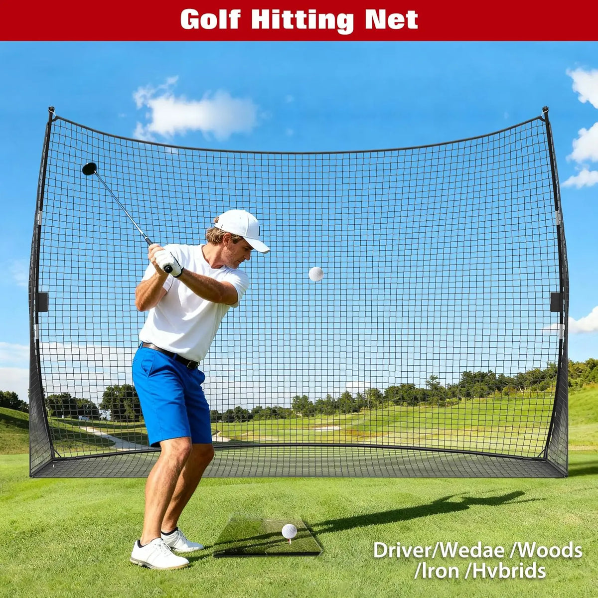Portable Golf Practice Net With Carry Bag And Iron Frame