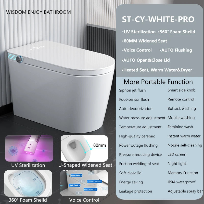 Smart Toilet With Built In Bidet Heated Seat And VoiceControl
