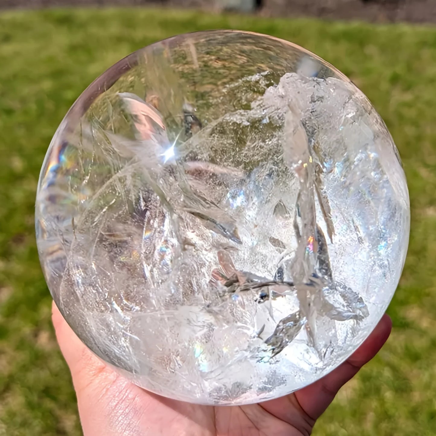 CrystalHola Clear Quartz Sphere Polished Ball for Home Decor Gift