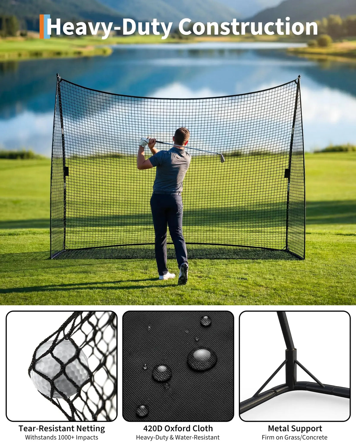 Portable Golf Practice Net With Carry Bag And Iron Frame