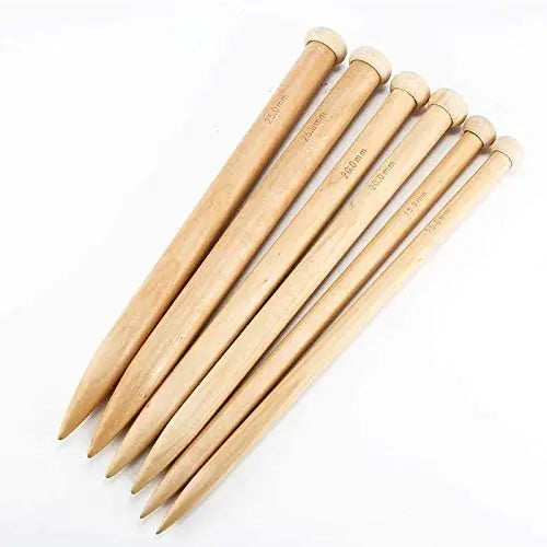 Wooden Knitting Needles Set Single Point Bamboo Craft Tools