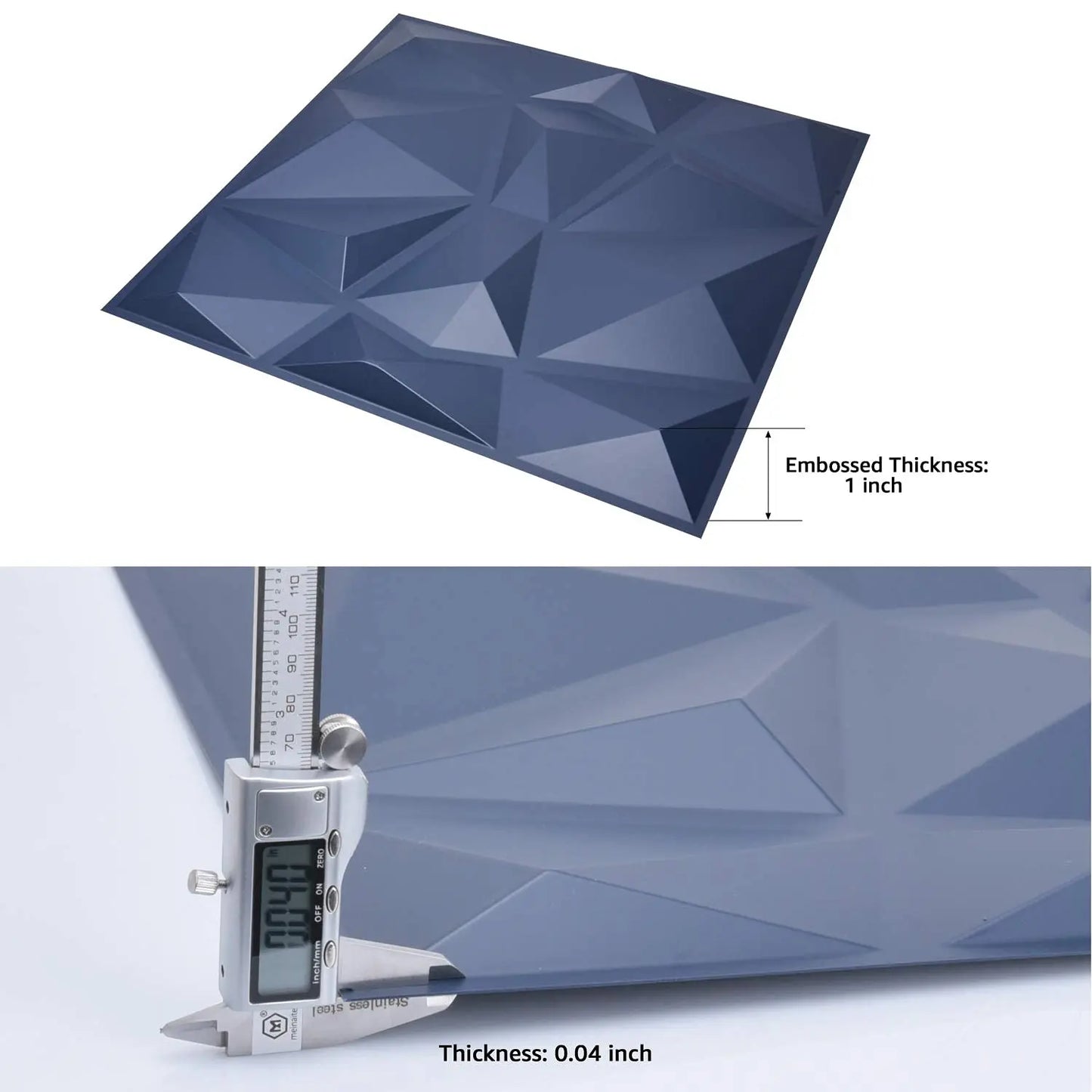 Navy Blue 50x50cm Home Decor 3D PVC Wall Panels Relief Art  Living Room Kitchen Bedroom Diamond Design Pack of 12 Tiles