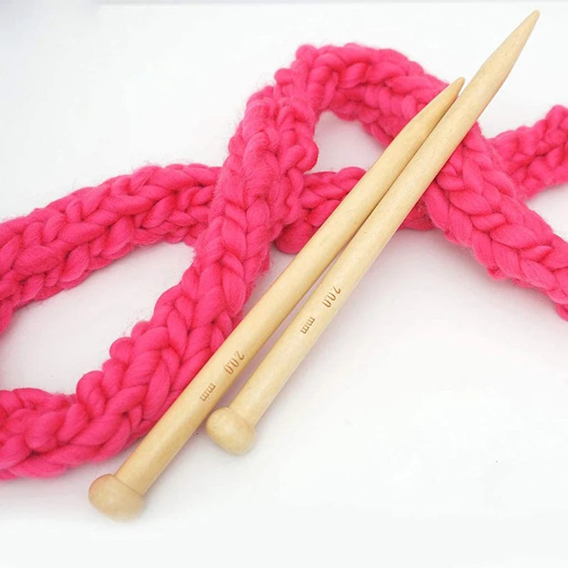 Wooden Knitting Needles Set Single Point Bamboo Craft Tools