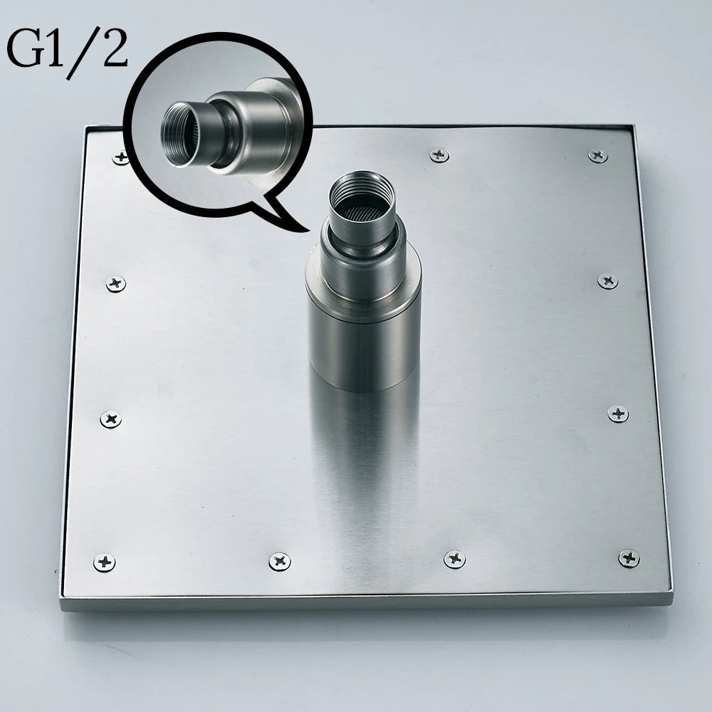 Shinesia LED Square Rainfall Showerhead With Stainless Steel Housing