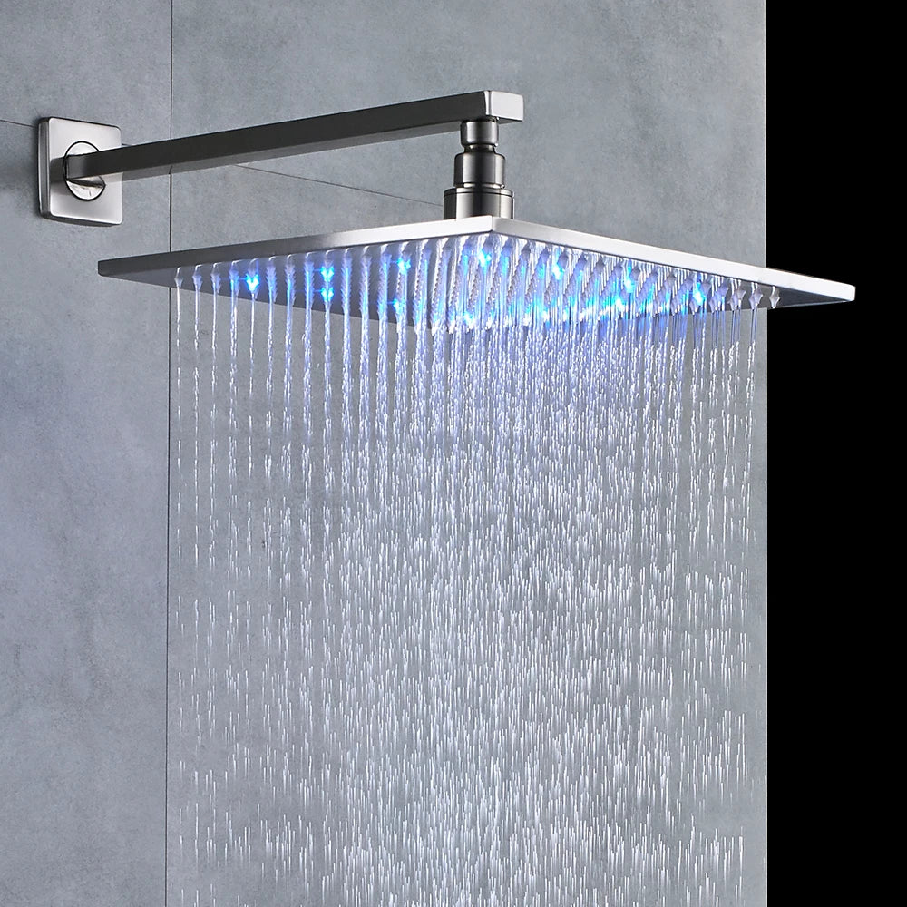 Shinesia LED Square Rainfall Showerhead With Stainless Steel Housing
