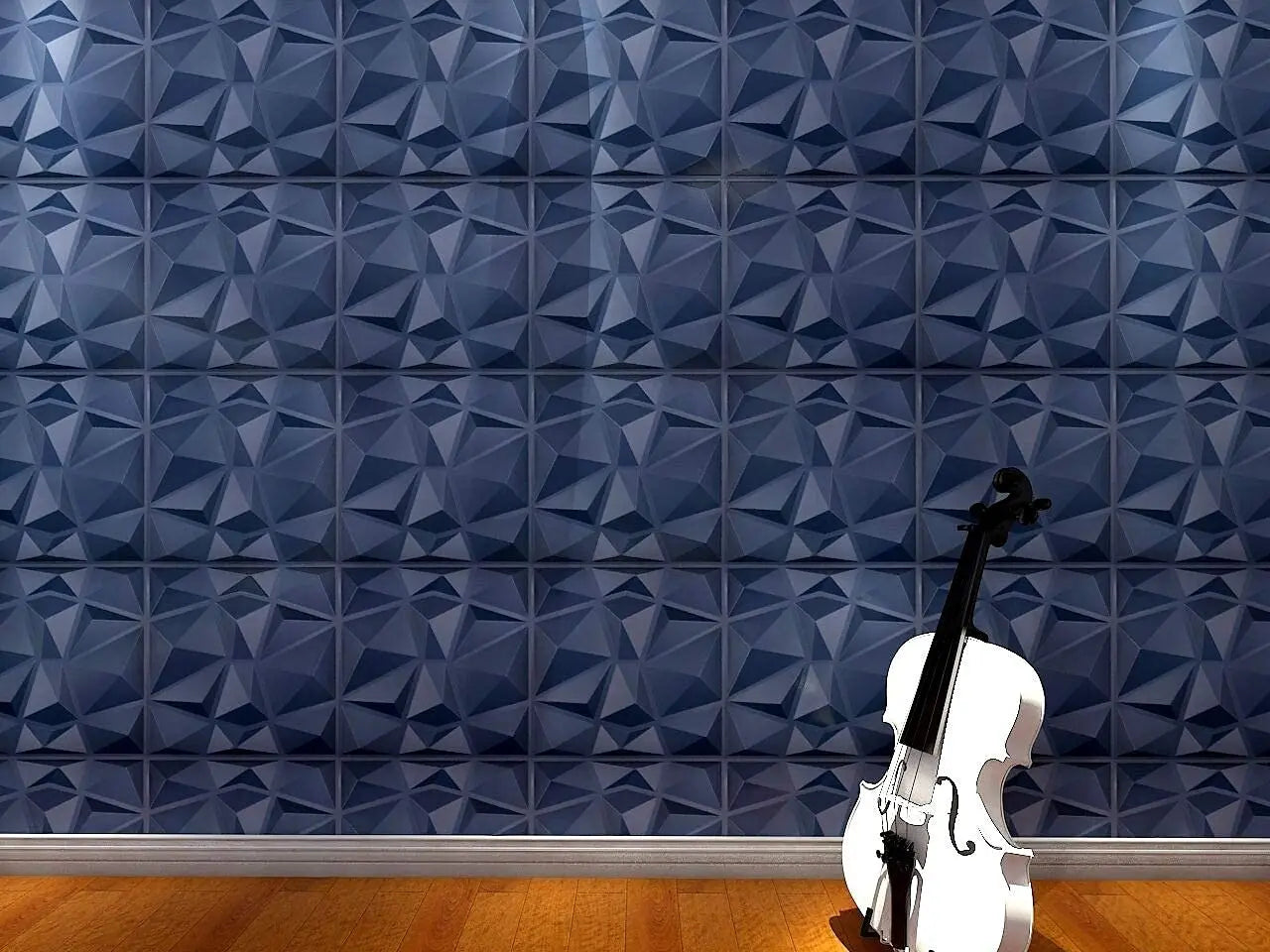 Navy Blue 50x50cm Home Decor 3D PVC Wall Panels Relief Art  Living Room Kitchen Bedroom Diamond Design Pack of 12 Tiles