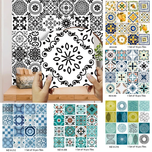 Matte Waterproof Tile Wall Stickers Set For Kitchen Bathroom PVC