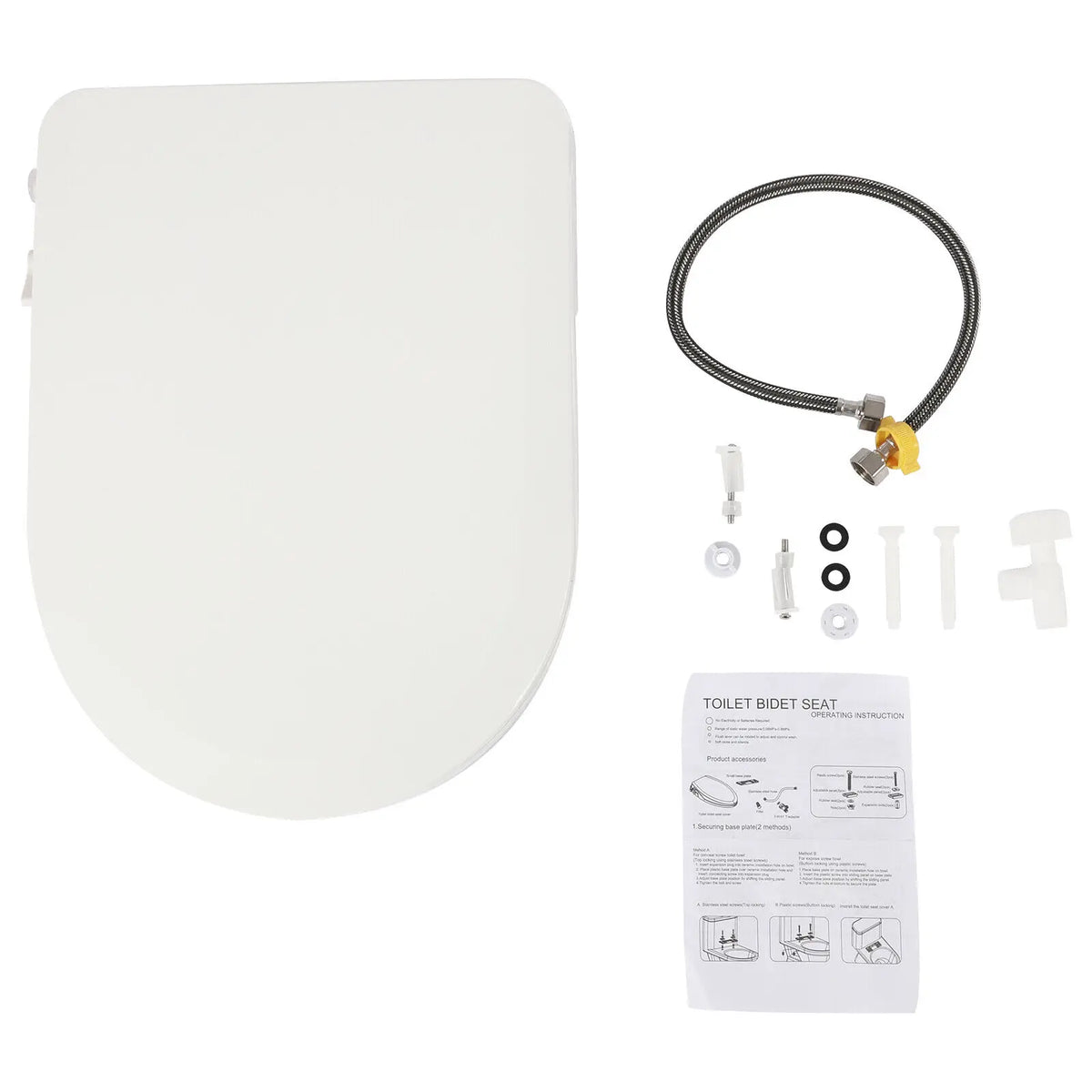 Smart Toilet Seat Bidet with Self Cleaning Dual Nozzle Non-Electric Water Spray