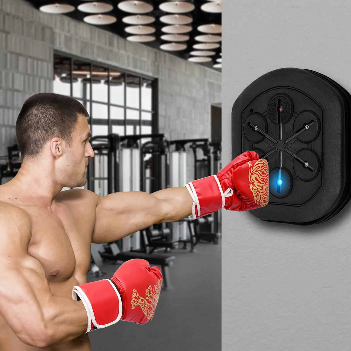 Bluetooth Wall Mounted Boxing Trainer With LED Punching Pad