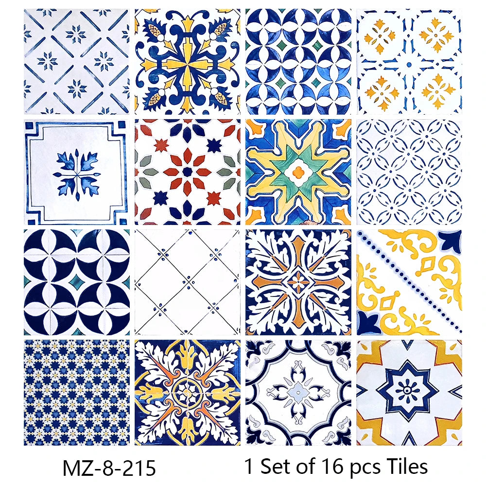 Matte Waterproof Tile Wall Stickers Set For Kitchen Bathroom PVC