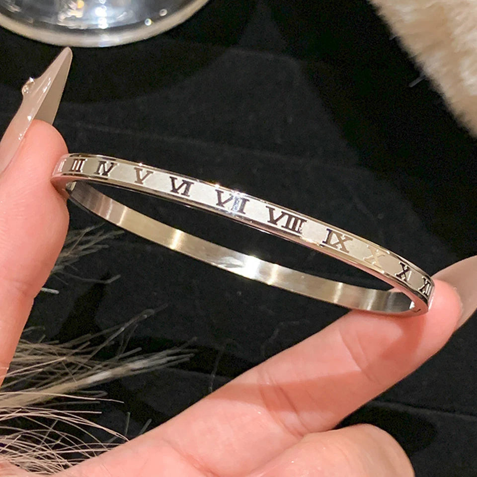 Stainless Steel Cubic Zirconia Stackable Bracelet Set For Women