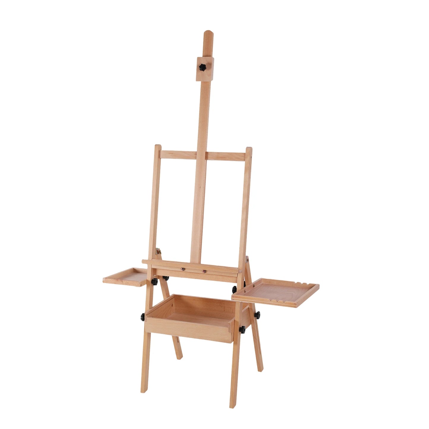 Large Wood H-Frame Easel W/ Storage Tray Adjustable Artist Easel Stand with Artist Storage Drawer for Painting and Display