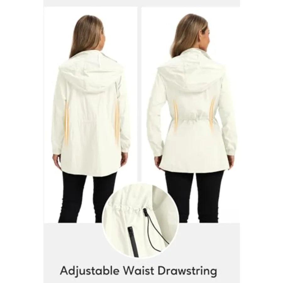 Lightweight Rain Jacket Women Waterproof - Packable Windbreaker Jacket Raincoats for Women with Hood for Travel Outdoor