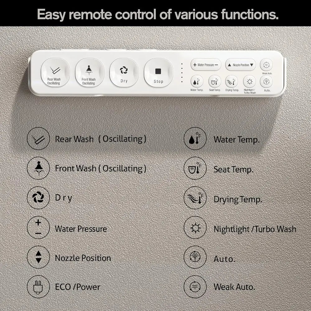 Toilet Bidet Seat, Elongated Toilet Seat Bidet with Dryer and Warm Water, Electronic Heated Toilet Seat Temperature Adjustable,