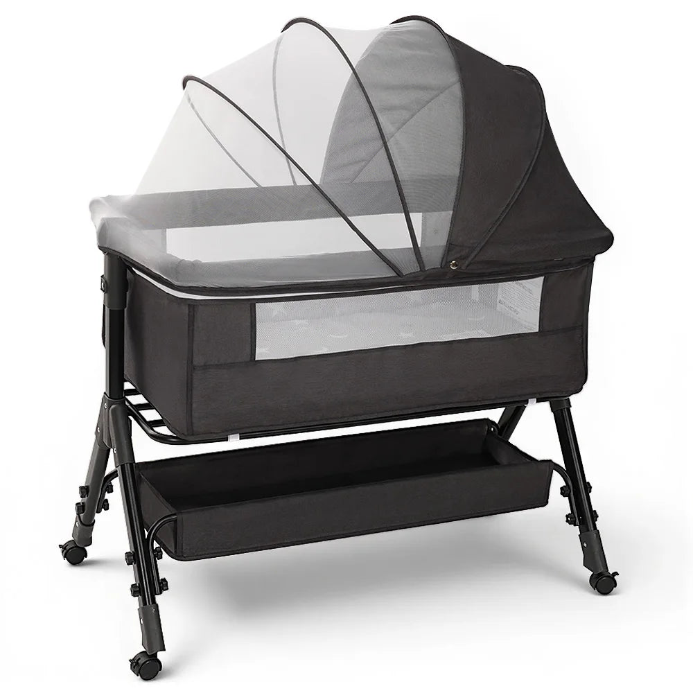 Portable Baby Bassinet Bedside Crib With Mesh Window