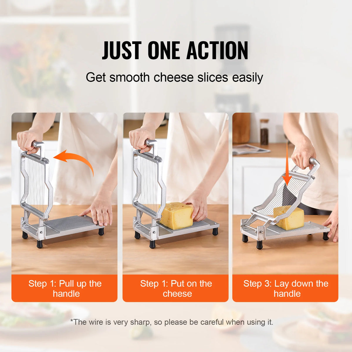 SucceBuy Cheese Cutter with Wire 0.39" & 0.78" Aluminum Alloy Commercial Cheese Slicer with 316 Stainless Steel Kitchen Cooking