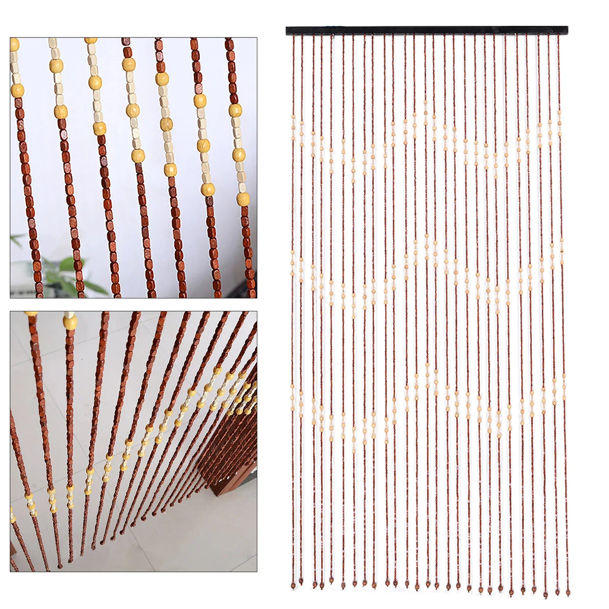 90x175CM 27 Lines Door Curtain Wooden Bead Curtain With Jagged Pattern Fly Screen Gate Divider Sheer For Home Accessories