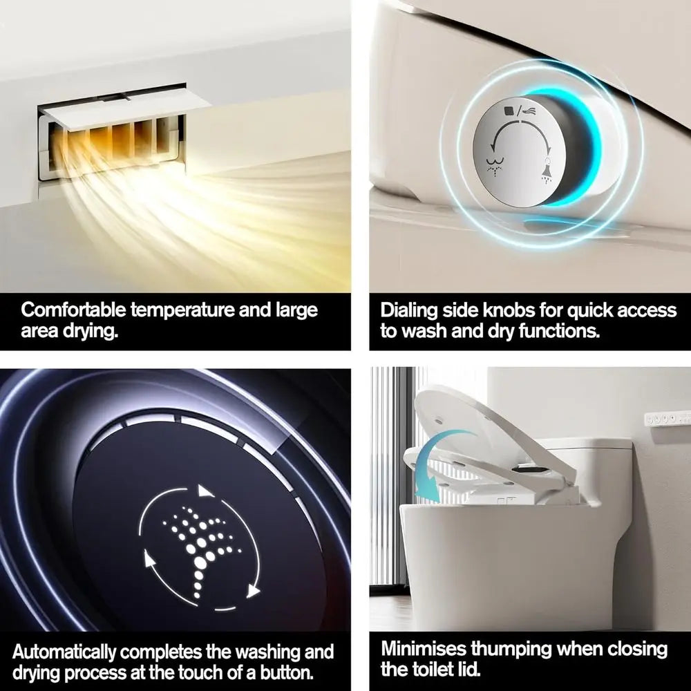 Toilet Bidet Seat, Elongated Toilet Seat Bidet with Dryer and Warm Water, Electronic Heated Toilet Seat Temperature Adjustable,