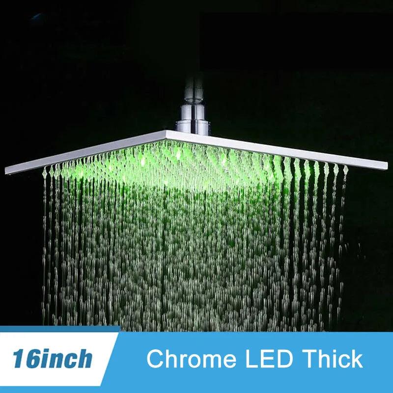Shinesia LED Square Rainfall Showerhead With Stainless Steel Housing