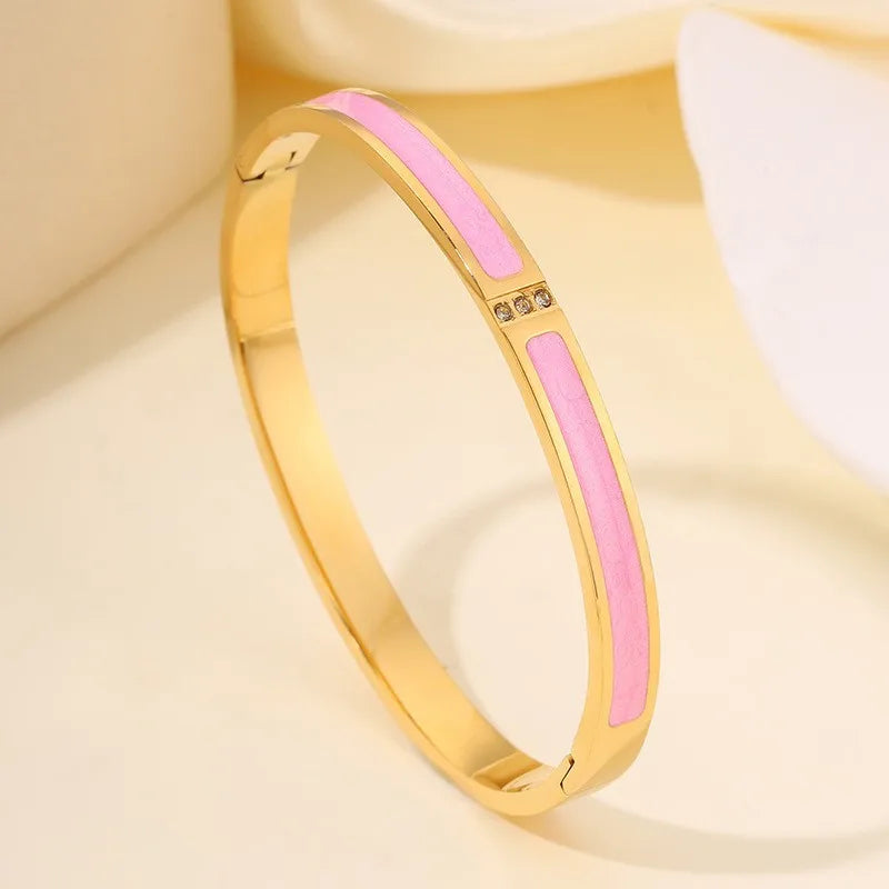 Stainless Steel Cubic Zirconia Stackable Bracelet Set For Women