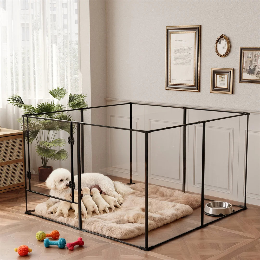 BINGOPAW Acrylic Dog Playpen Indoor Pet Exercise Area