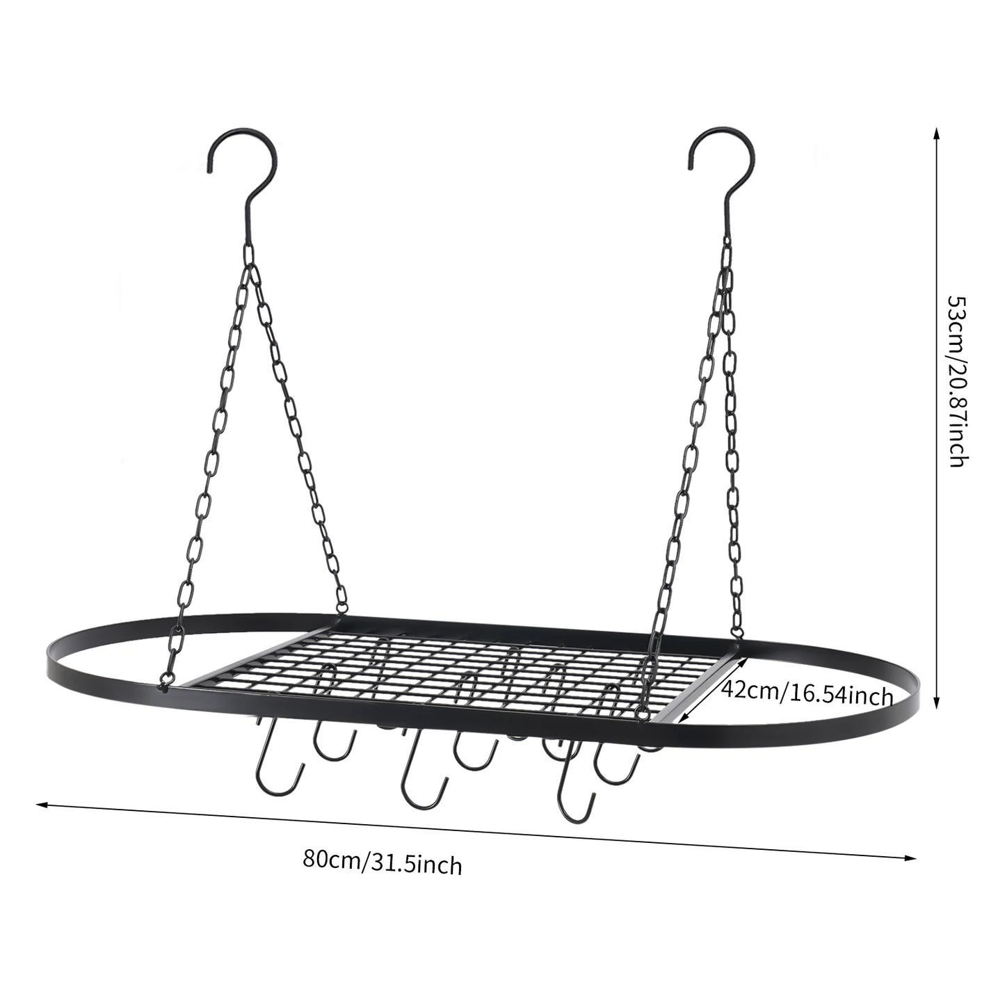 Universal Stainless Steel Ceiling Mounted Pot And Pan Rack