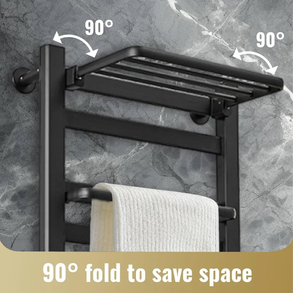 Wall Mounted Multi-Level Towel Warmer With Shelf And Timer