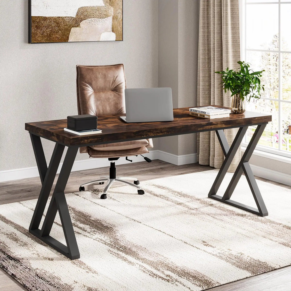 Tribesigns Modern Writing Computer Desk With Metal Legs