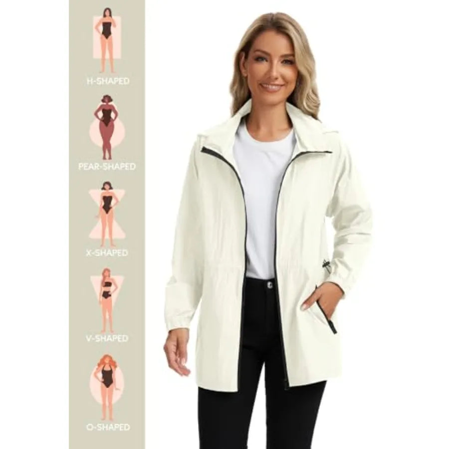 Lightweight Rain Jacket Women Waterproof - Packable Windbreaker Jacket Raincoats for Women with Hood for Travel Outdoor