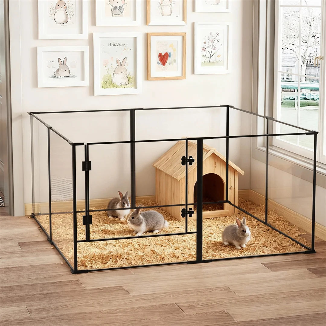 BINGOPAW Acrylic Dog Playpen Indoor Pet Exercise Area