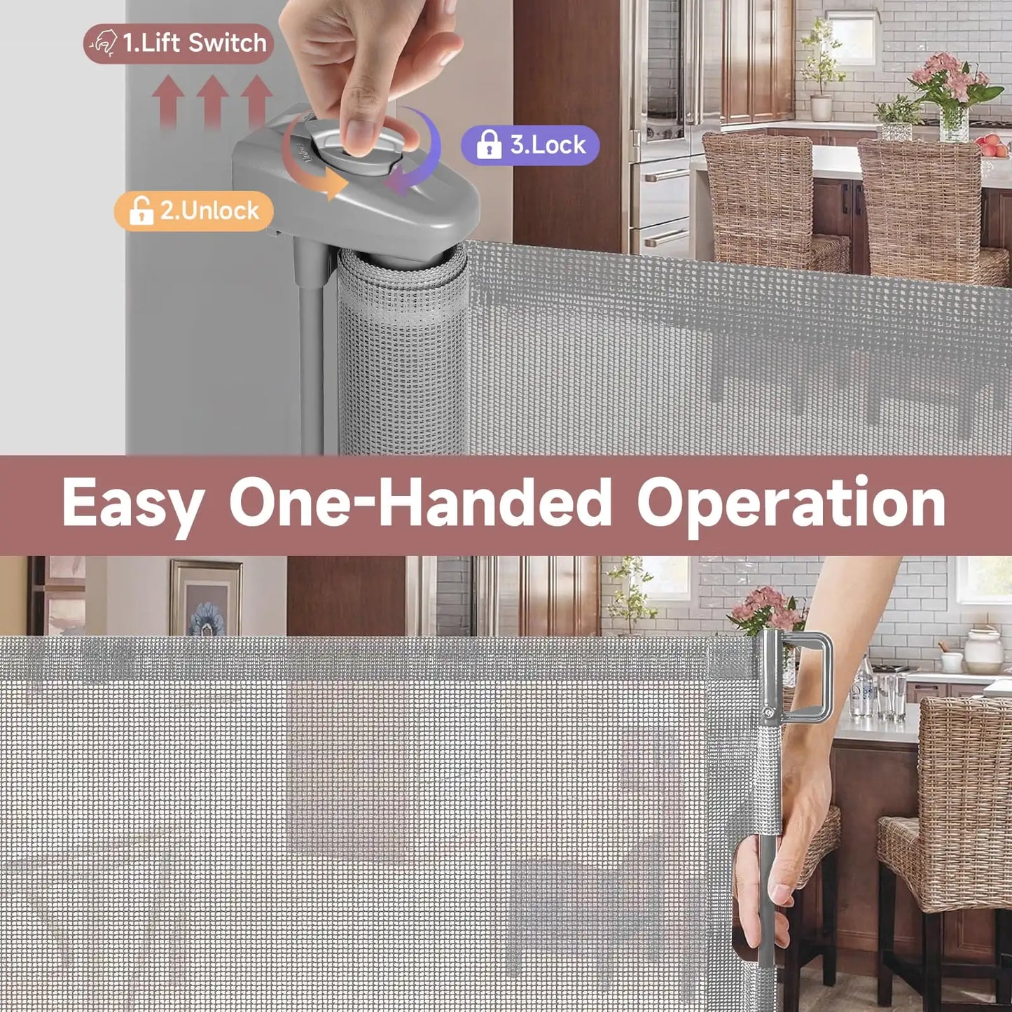 Retractable Baby Gate For Stairs And Doorways Extra Wide