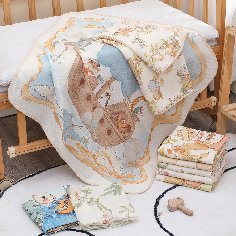 Pure Cotton Gauze Baby Bath Towel For Newborns Absorbent