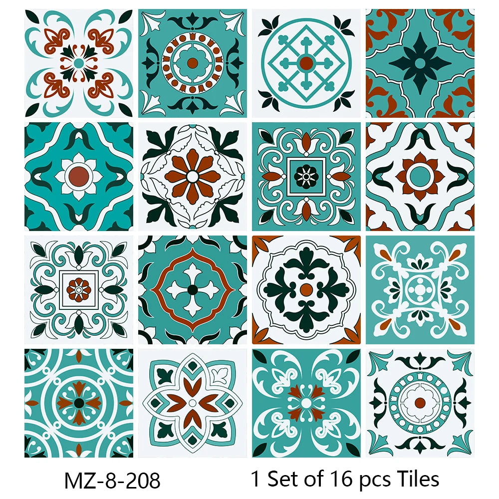 Matte Waterproof Tile Wall Stickers Set For Kitchen Bathroom PVC