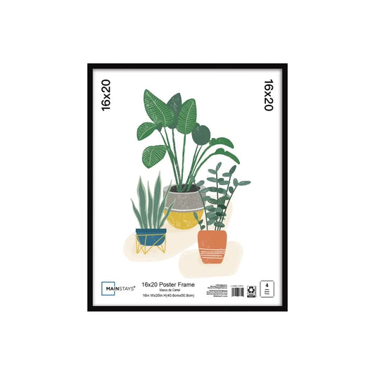 16x20 Picture Frame Black Flat Profile Wall Photo Frame for Pictures Poster Artwork Display with Glass Front and Hanging Kit