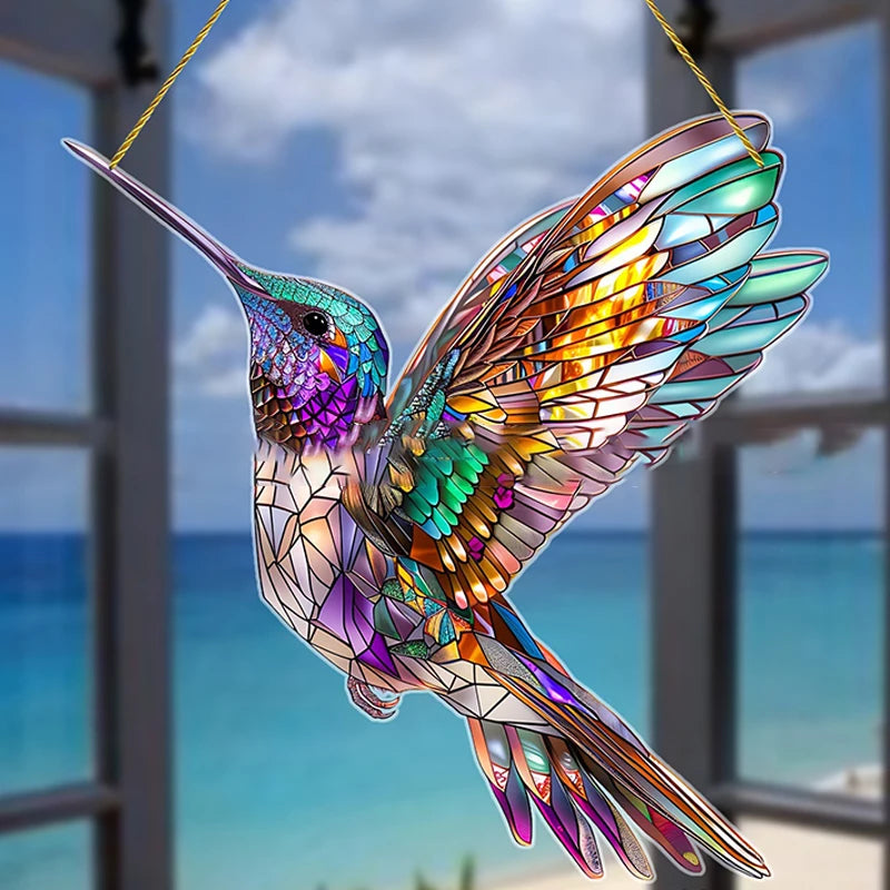 Hummingbird Sun Catcher Acrylic Stained Glass Window Decor All Seasons