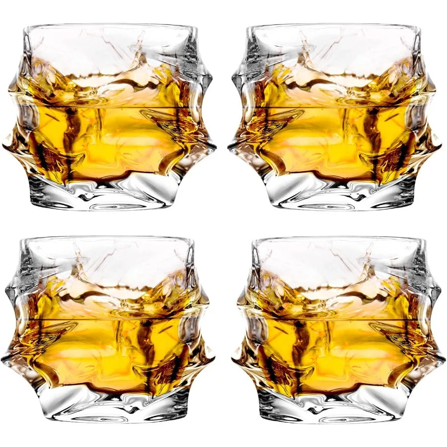 Hand Blown Crystal Whiskey Glasses Set of 4 Scotch Bourbon