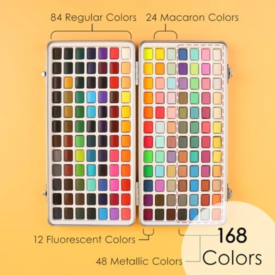 Watercolor Paint Set, Watercolor Paints,,Painting Set with Coloring Book, Water Brushes and Drawing Pencil, Art Supplies, Perfe