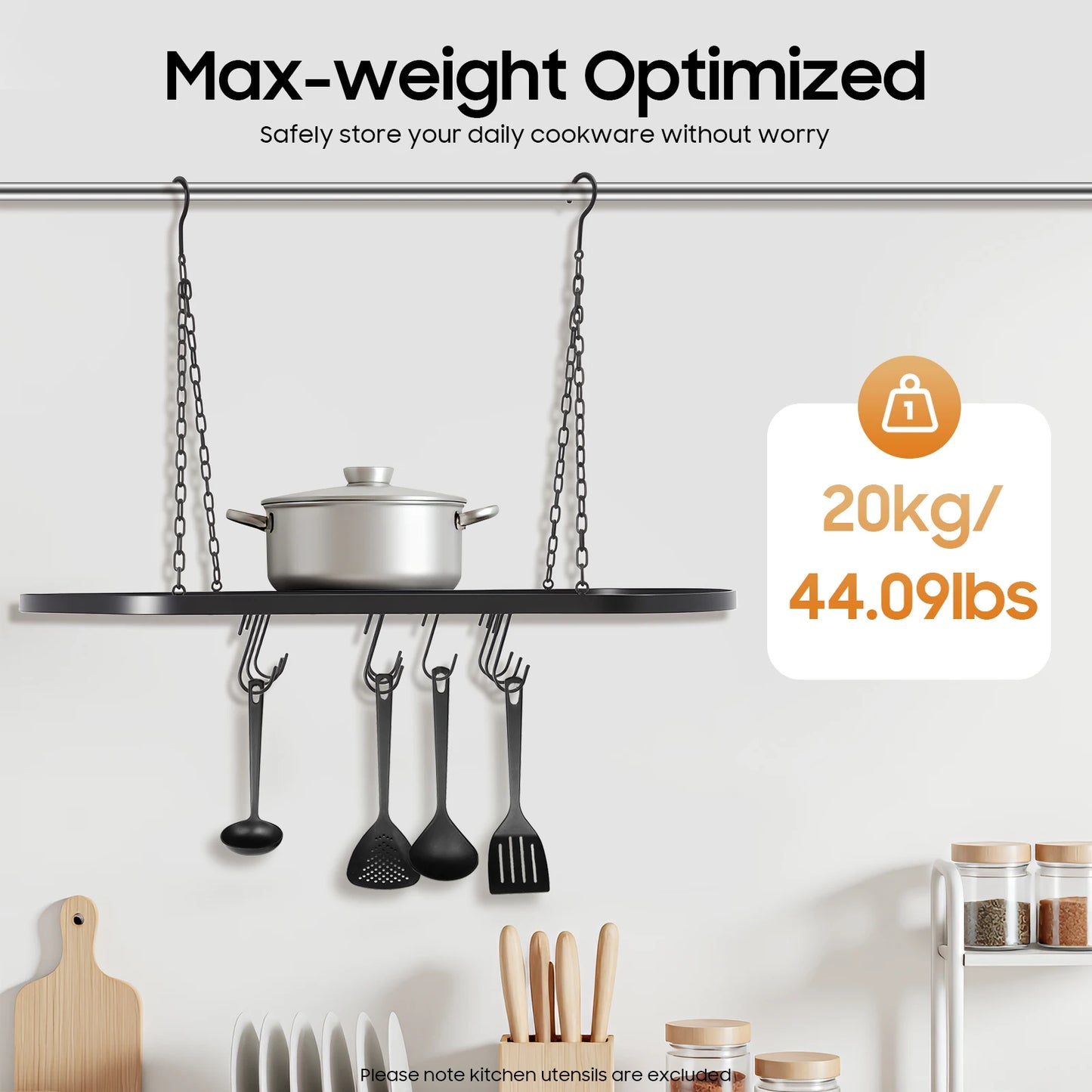 Universal Stainless Steel Ceiling Mounted Pot And Pan Rack