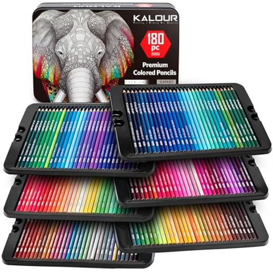 180 Colo Pencil Set for Adults Artists - Rich Pigment Soft Core -12 Metallic Pencil - Ideal for Coloring Drawing Sketching Shad