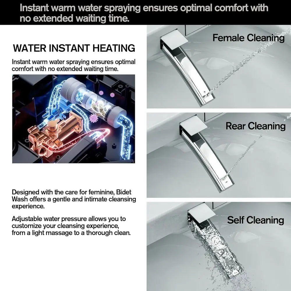 Toilet Bidet Seat, Elongated Toilet Seat Bidet with Dryer and Warm Water, Electronic Heated Toilet Seat Temperature Adjustable,