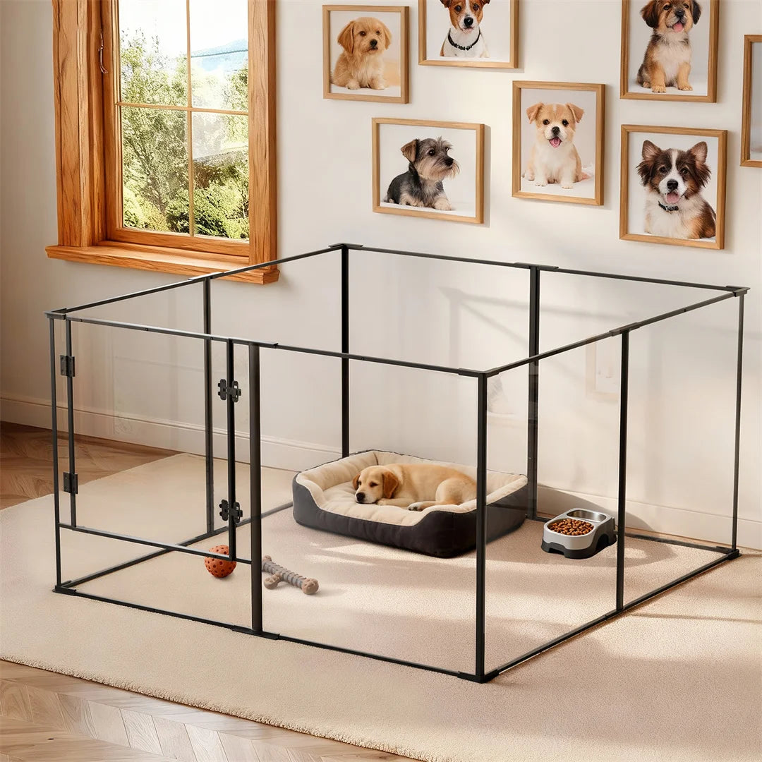 BINGOPAW Acrylic Dog Playpen Indoor Pet Exercise Area