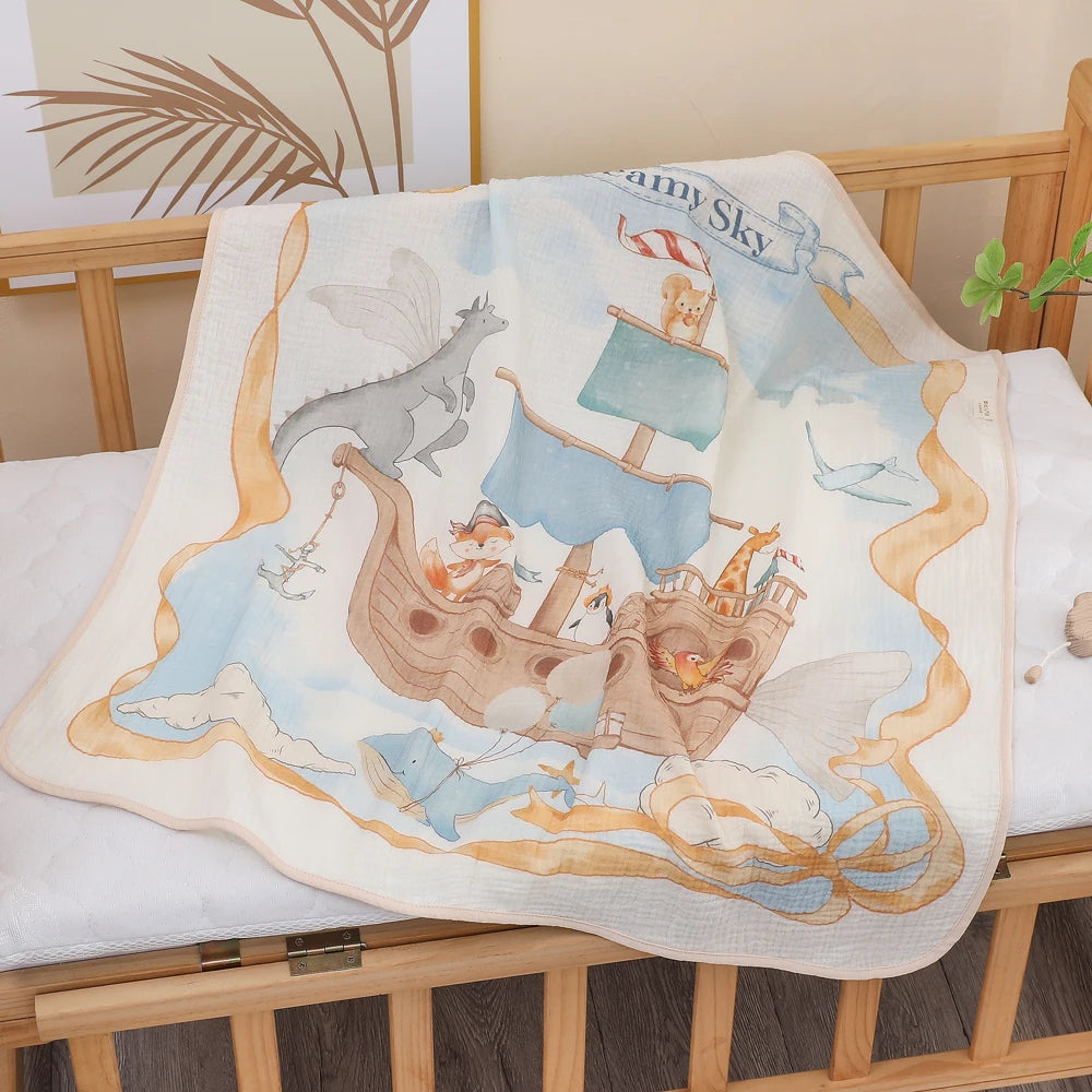 Pure Cotton Gauze Baby Bath Towel For Newborns Absorbent